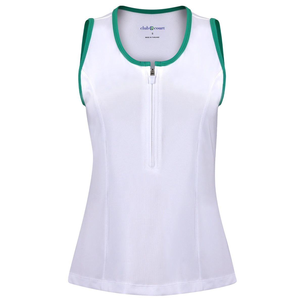 Performance Tank, white half-zip performance tennis tank, Club and Court
