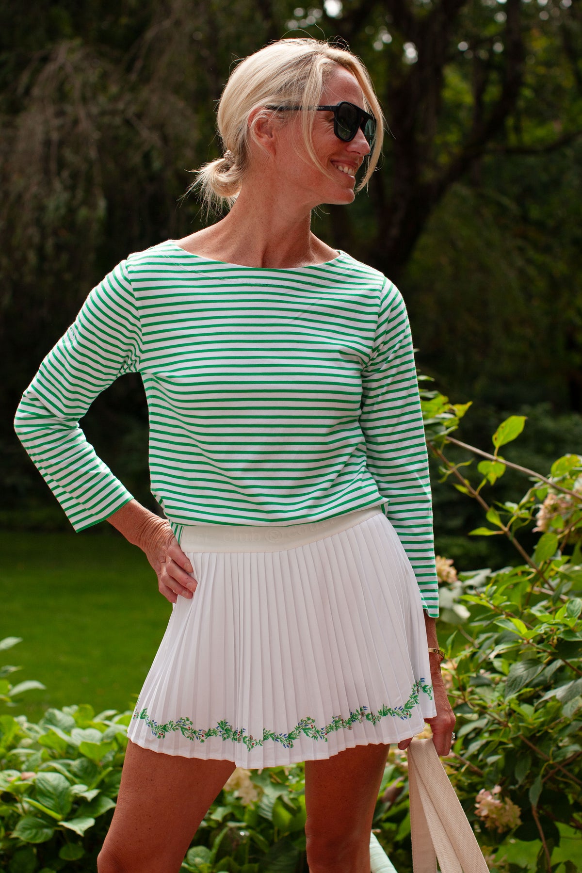 Heritage Tee Shirt, striped boatneck heritage tee, Club and Court