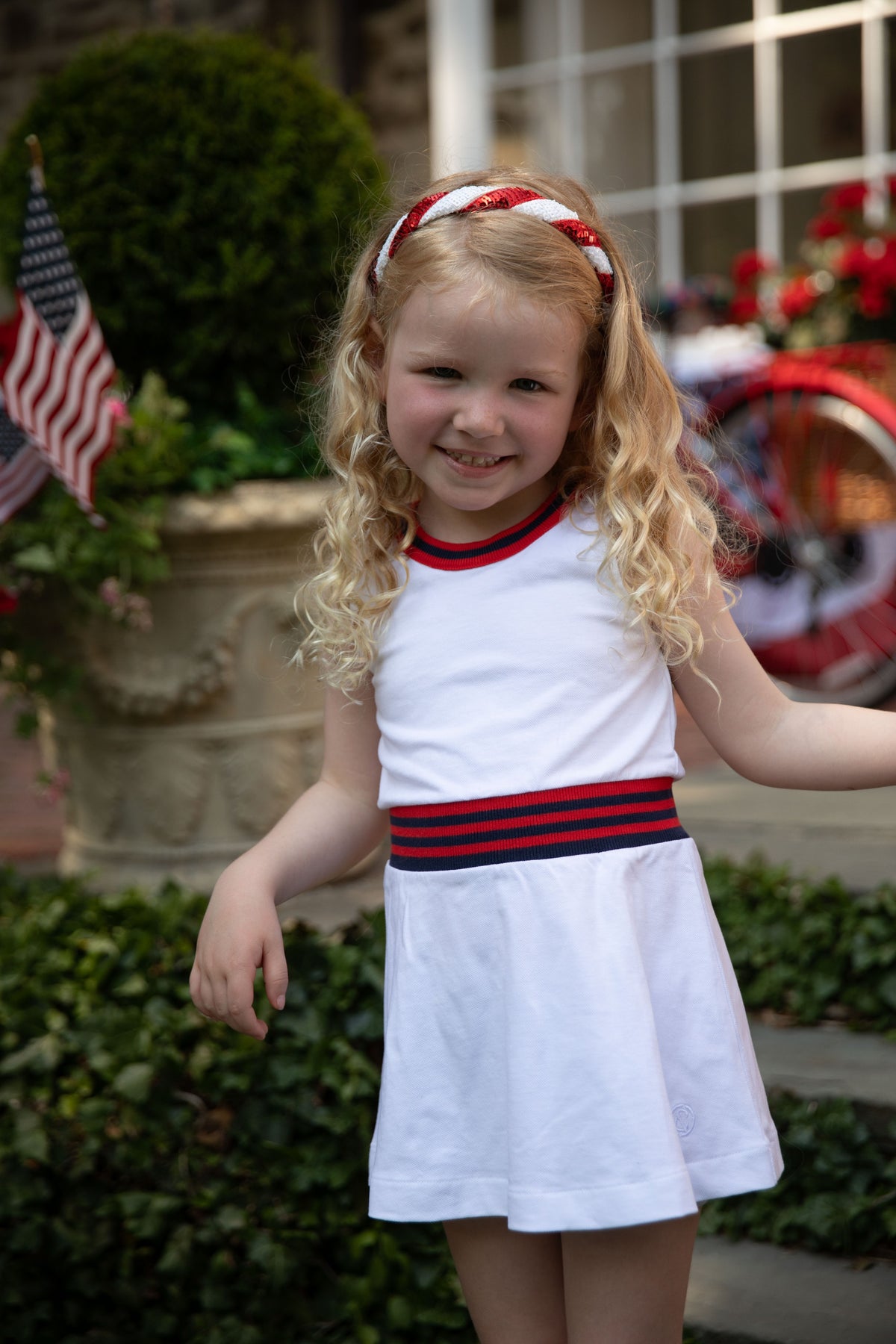 Club & Court Girls Ashby Dress with red trim