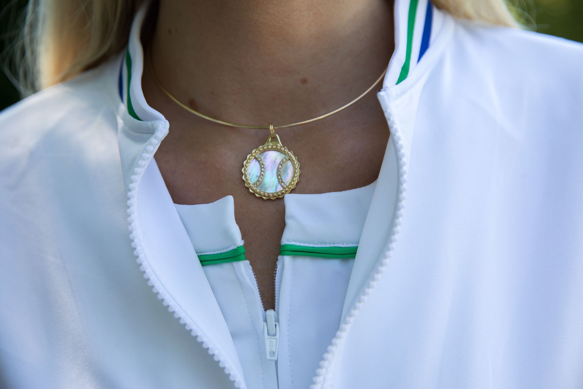 Close-up of the Club & Court Performance Tank neckline