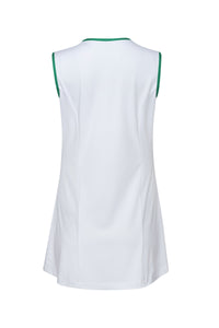 Maggie Dress (White with Kelly Green Trim) - Back